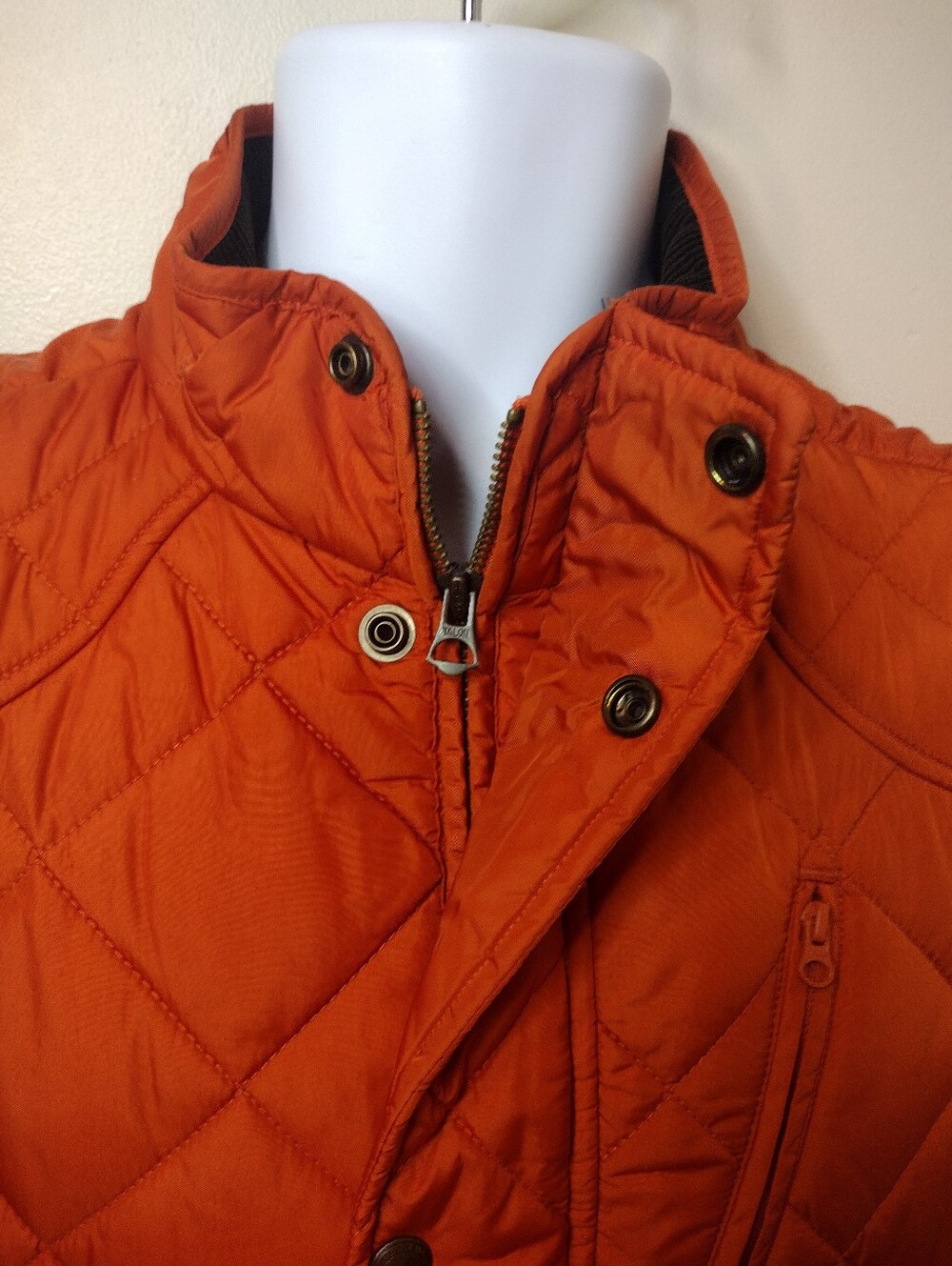 Lands' End Men's Quilted Orange Lightweight Layering Vest - Picture 2 of 7